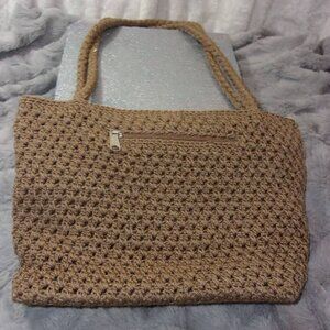 E-97 LINA BROWN COLORED CROCHETED BRAIDED SHOULDER BAG